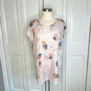Rachel Zoe 100% Linen Floral Button Back Top Sz XL